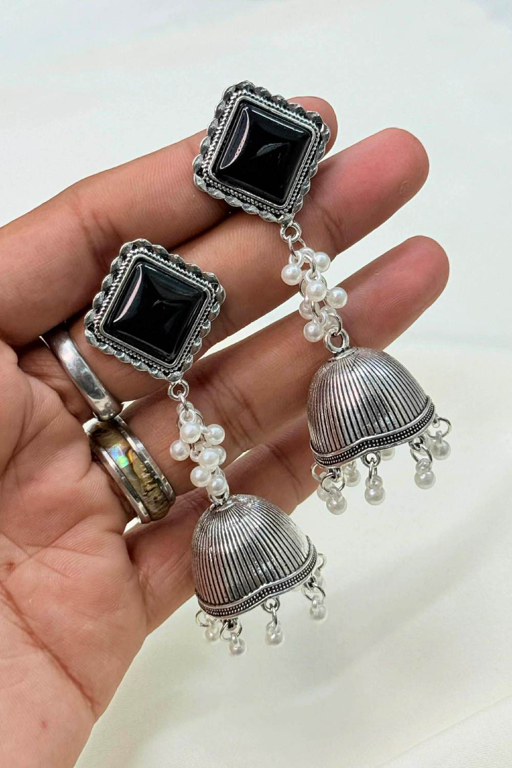 Square Stone Jhumka