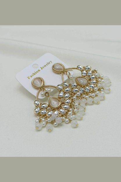 Kundan Pearl Chandelier Jhumka