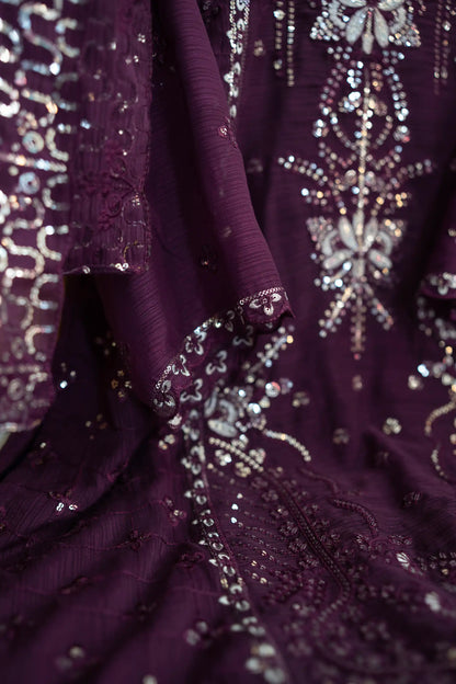 Mulberry Glow — Embroidered 3 Piece Set