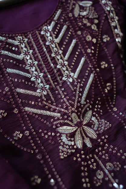 Mulberry Glow — Embroidered 3 Piece Set
